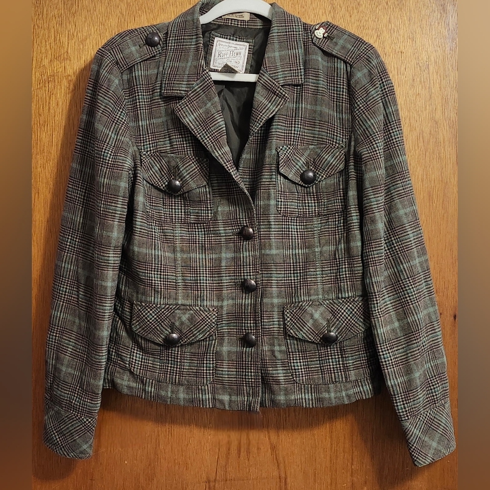 "Got A Monkey On Your Shoulder?" Ruff Hewn Multi-Color Plaid Blazer